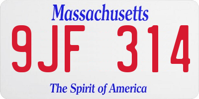 MA license plate 9JF314