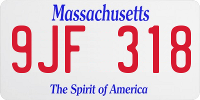 MA license plate 9JF318