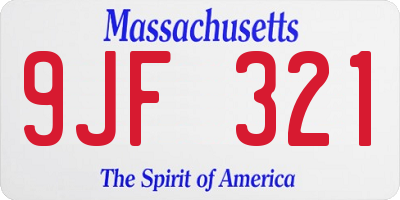 MA license plate 9JF321