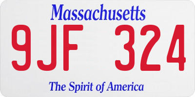 MA license plate 9JF324