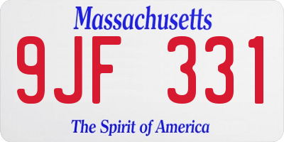 MA license plate 9JF331
