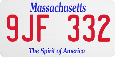MA license plate 9JF332
