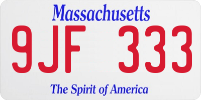 MA license plate 9JF333