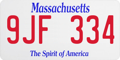 MA license plate 9JF334