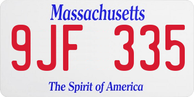 MA license plate 9JF335
