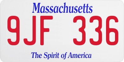 MA license plate 9JF336