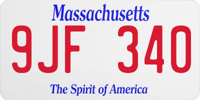 MA license plate 9JF340