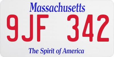 MA license plate 9JF342