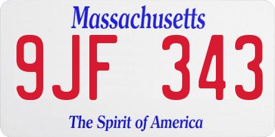 MA license plate 9JF343