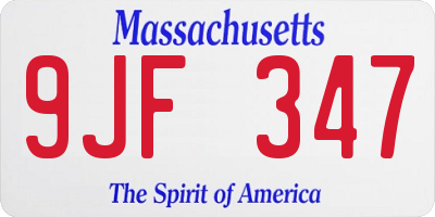 MA license plate 9JF347