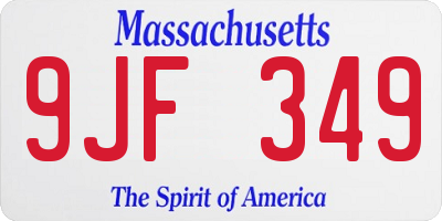 MA license plate 9JF349
