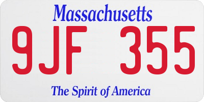 MA license plate 9JF355