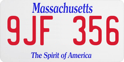 MA license plate 9JF356