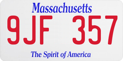 MA license plate 9JF357
