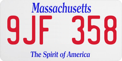 MA license plate 9JF358