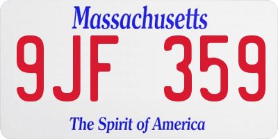 MA license plate 9JF359