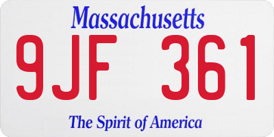 MA license plate 9JF361