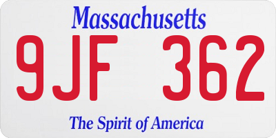 MA license plate 9JF362