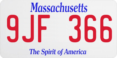 MA license plate 9JF366