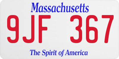 MA license plate 9JF367