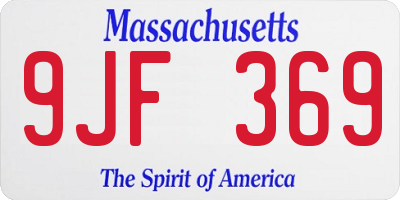 MA license plate 9JF369