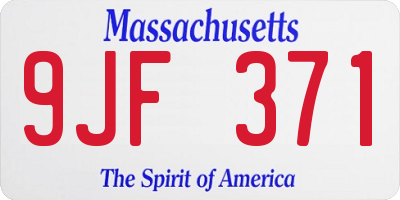 MA license plate 9JF371