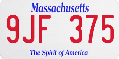 MA license plate 9JF375