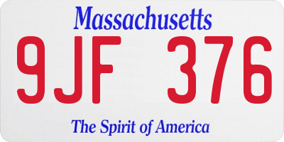 MA license plate 9JF376