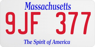MA license plate 9JF377