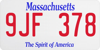 MA license plate 9JF378