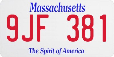 MA license plate 9JF381