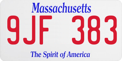 MA license plate 9JF383