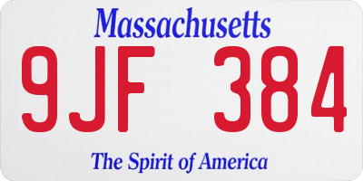 MA license plate 9JF384