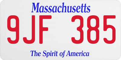 MA license plate 9JF385