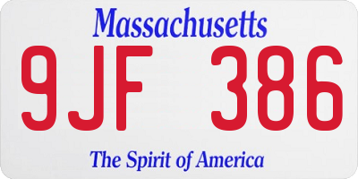 MA license plate 9JF386