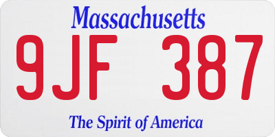 MA license plate 9JF387