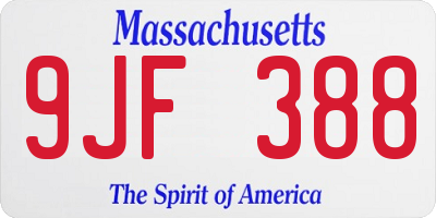MA license plate 9JF388