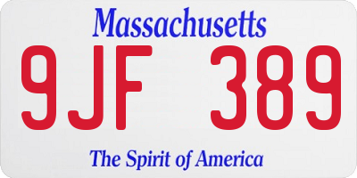 MA license plate 9JF389