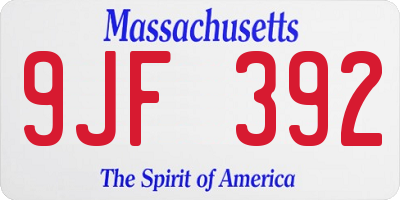 MA license plate 9JF392