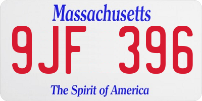 MA license plate 9JF396