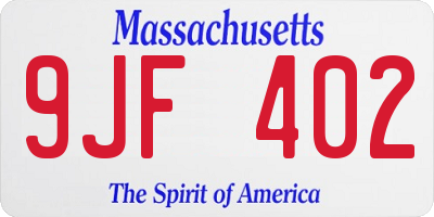 MA license plate 9JF402