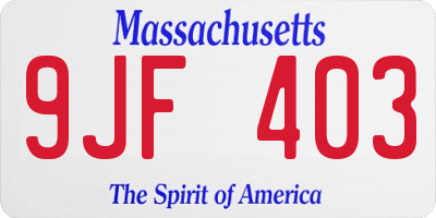 MA license plate 9JF403
