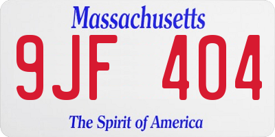 MA license plate 9JF404