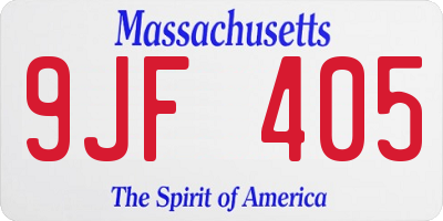 MA license plate 9JF405