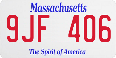 MA license plate 9JF406