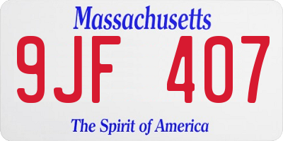 MA license plate 9JF407