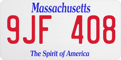 MA license plate 9JF408