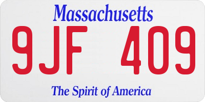 MA license plate 9JF409