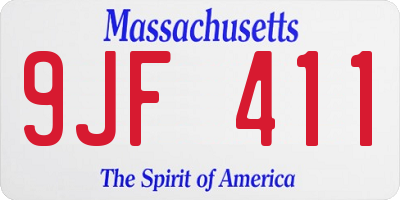 MA license plate 9JF411