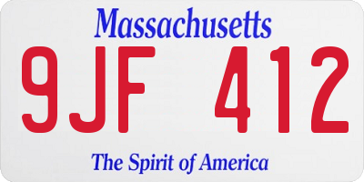 MA license plate 9JF412